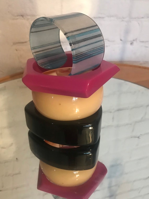 vintage 90's geometric resin bangles - image 4