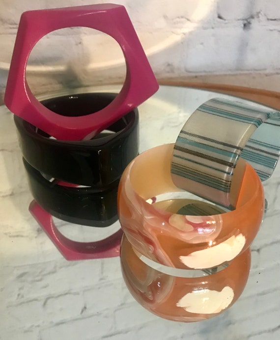 vintage 90's geometric resin bangles - image 3