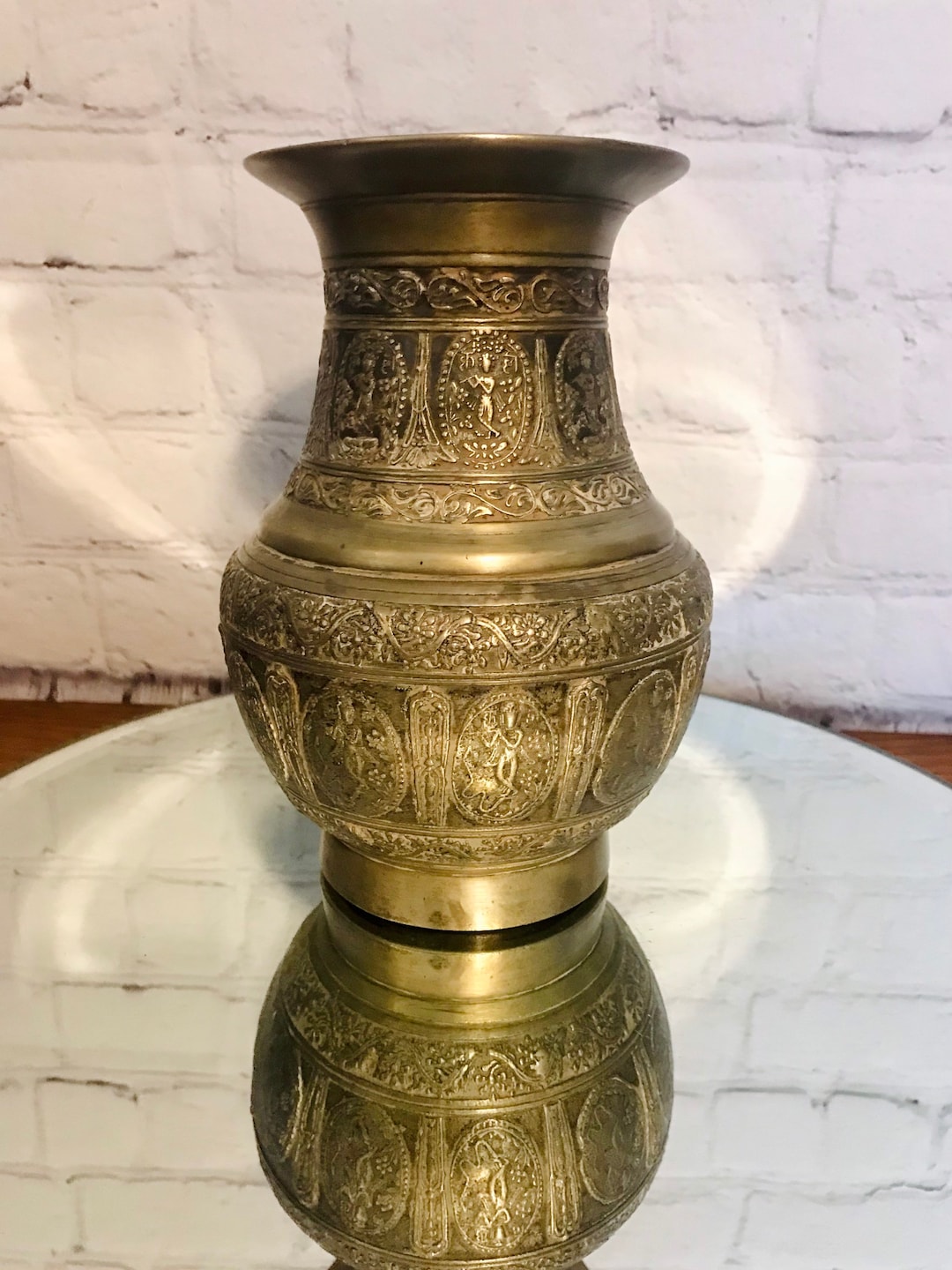Antique Asian Brass Vase Etsy