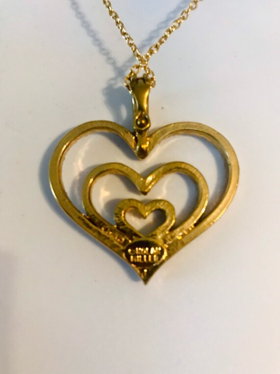 Nolan Miller Goldtone rhinestone heart pendant ne… - image 3