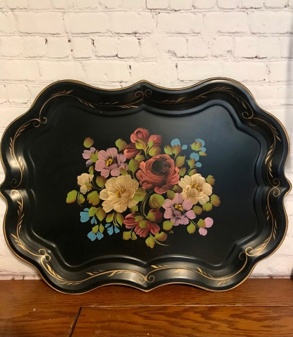 Home & Living Dining & Serving Vintage rose floral large serving tray