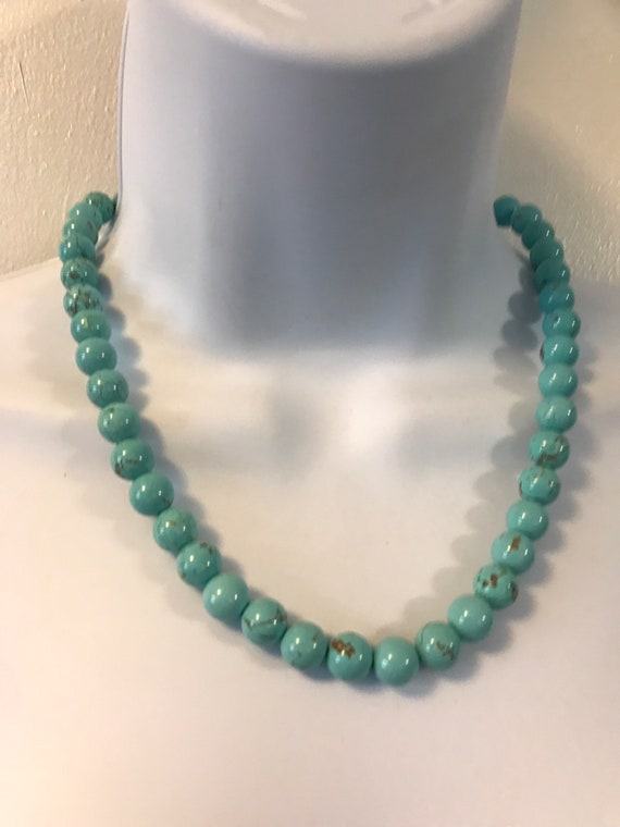 Turquoise 7 mm beaded 18” necklace