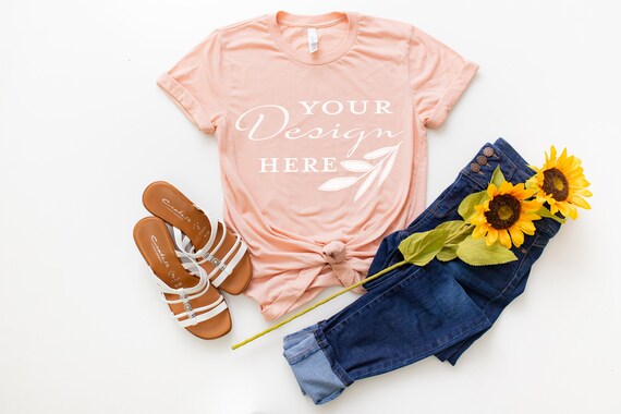 Sunflower Heather Peach Bella Canvas 3001 Mockup Bella Etsy