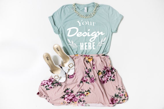 Heather Dusty Blue Bella Canvas 3001 Mockup Bella Canvas Etsy