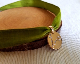 Chartreuse Velvet zodiac Gargantilla Collar, Regalos dama de honor, Constelación Acuario Piscis Aries Tauro Géminis Cáncer leo Virgo,BFF, AMOR