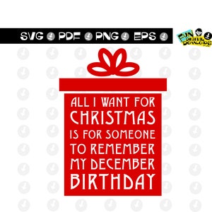 Onthoud mijn december verjaardag SVG grafische - digitale download, png pdf eps-bestanden voor silhouetbestanden voor Cricut Cut-bestanden