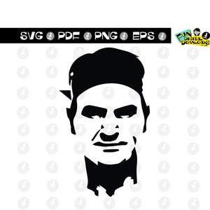 SVG - Roger Federer - Professional Tennis Player -  Digital Download - png pdf eps files for Silhouette for Cricut Cut