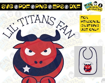 Lil Titans Fan SVG, arquivo colorido de 3 camadas