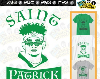Saint Patrick with Clover Glasses- Patrick Mahomes SVG, Saint Patricks day svg, clover, clover svg, football svg