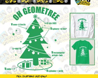 Oh Geometree svg, árvore de natal svg, matemática svg, em verde e preto