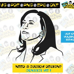Kamala Harris svg - Kamala Harris 1 color transparent file, election Cut file, Harris png svg, democratic svg, Kamala for cricut