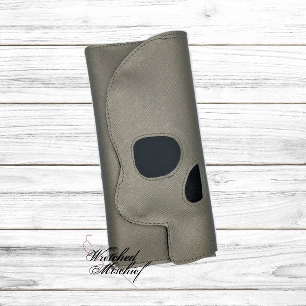 Gray Skull Wallet . 13 Card slots . 2 Slip Pockets . 1 Zipper compartment