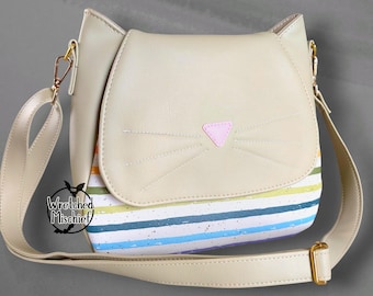 BUDDY - Beige cat Striped Purse