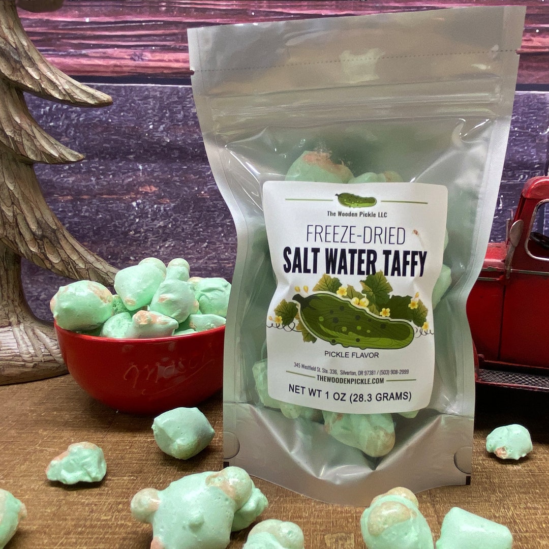 Freeze Dried Dill Pickle Taffy Crunchy Candy Snacks Salt Etsy