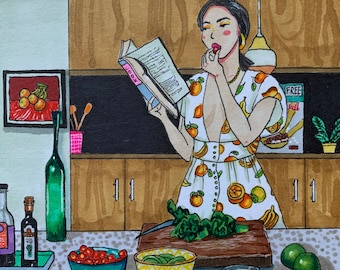 Recipe Illustration Print | Colourful Kitchen Wall Art, Home Chef Decor