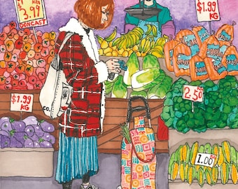 Routine settimanale - Illustrazione Stampa. Arte del potere femminile, arte femminista, stampa ad acquerello, regalo per le donne