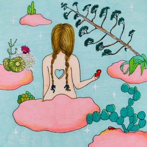 Lámina artística "Un corazón abierto" / Arte mural femenino / Ilustración de amor vulnerable / Regalo para ella