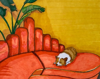 Meditating Corgi - Original Art. Corgi Art, Corgi Gift for Dog Owner, Corgi Original Artwork, Corgi Wall Art, Puppy Nursery Decor