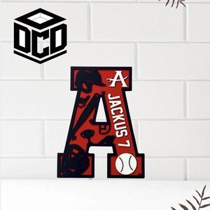 Baseball number or Letter Sign, Personalized Wood Sign, Personalized Name Sign, Wooden Name Sign