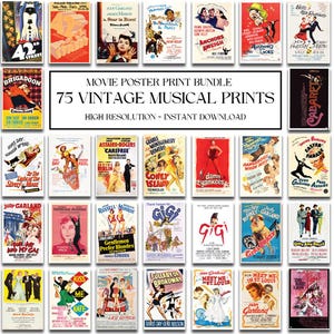 Vintage Musical Film Poster Drucke Bündel | Klassisches Theater | Film Sammlerstücke | 75 Kunstdrucke | Digitaler Download