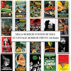 Horror Movie Prints | 65 Print Mega Bundle | Vintage Horror 3:4 Ratio Prints | Vintage Horror Movie Collectors | Digital Download
