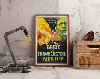 The Bride Of Frankenstein Vintage Movie Poster | Boris Karloff 1935 | Classic Horror | Vintage Horror Collectors  | Printable Art | Download