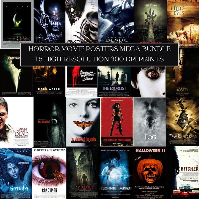 Horror Movie Poster Mega Bundle Printable Wall Art Digital Download