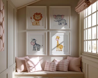 Stampe artistiche ad acquerello di animali del safari: set di decorazioni per la cameretta dei bambini - Italia