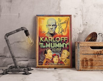 Vintage horrorfilmposter The Mummy: Boris Karloff 1932 (digitale download)