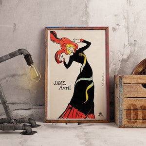 Toulouse-Lautrec | Jane Avril | Post impressionnisme | Peintre français | Illustration | Décoration d'intérieur | Art mural | Affiche imprimée | Téléchargement numérique