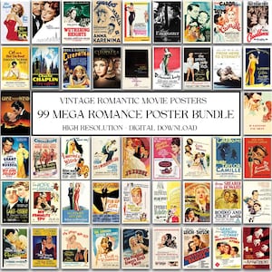 Romantische Film Poster Bündel Vintage Prints | 99 Romantikfilme | Film Vintage Sammler | Liebe Romanze Reproduktionen | Digitaler Download