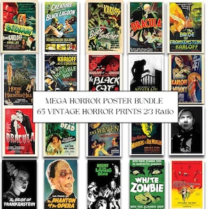 Horror Movie Prints | 65 Print Mega Bundle | Vintage Horror Posters | Horror Movie Collectors | Instant Download | 2:3 Ratio
