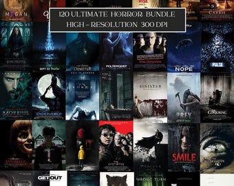 Horror Movie Poster Bundle | 120 Halloween Wall Art | Horror Movie Fans | Horror Movie Collectables | Movie Nostalgia | Instant Download