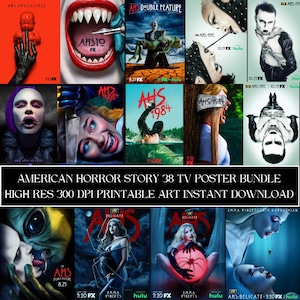 AHS TV Poster Print Bundle | 38 American Horror Story Printable Wall Art | American Horror Story Memorabilia | Instant Download | AHS Fans