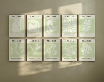 Matisse Lime Cream Wall Art Exhibition Posters |  Minimalist Poster Bundle | Trendy Printable | Mid Century Matisse | Digital Download