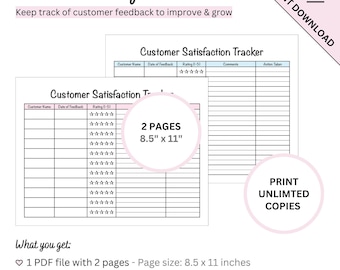 Printable Customer Satisfaction Tracker Sheet to Track Your Customer Feedback & Ratings