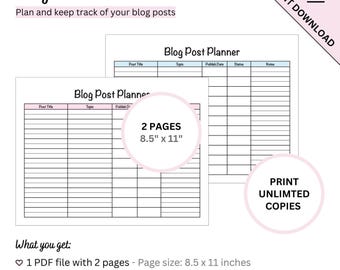 Printable Blog Post Planner for Businesses