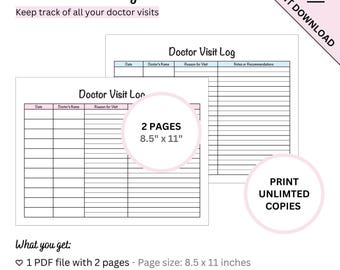 Printable Doctor Visit Log Sheet to Track Your Doctor Appointments