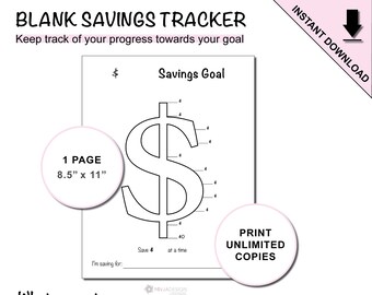 Printable Colour In Savings Tracker Sheet to Keep Track of Custom Savings Goals