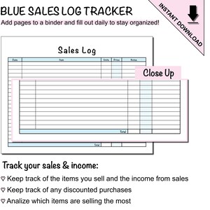 Sales Log Tracker Sheet Printable