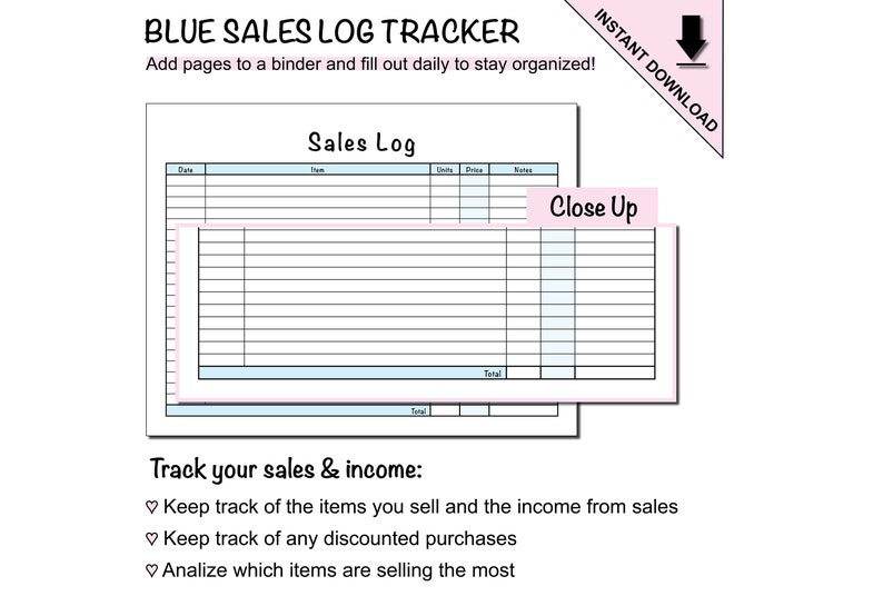 Sales Log Tracker Sheet Printable