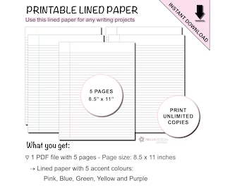 Printable Lined Paper for Writing, Taking Notes, Journaling, and More