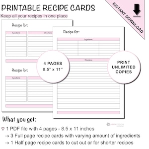 Printable Recipe Cards to Keep Track of Your Favourite Recipes