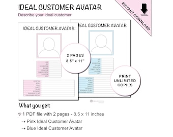 Printable Ideal Customer Avatar Worksheet for Small Businesses