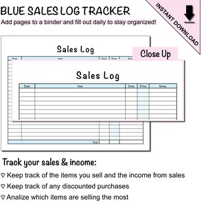 Sales Log Tracker Sheet Printable