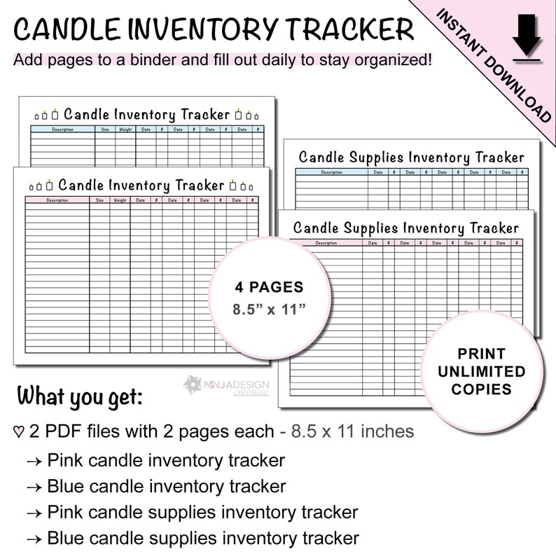 Printable Candle Inventory & Supplies Tracker for Small Candle Etsy
