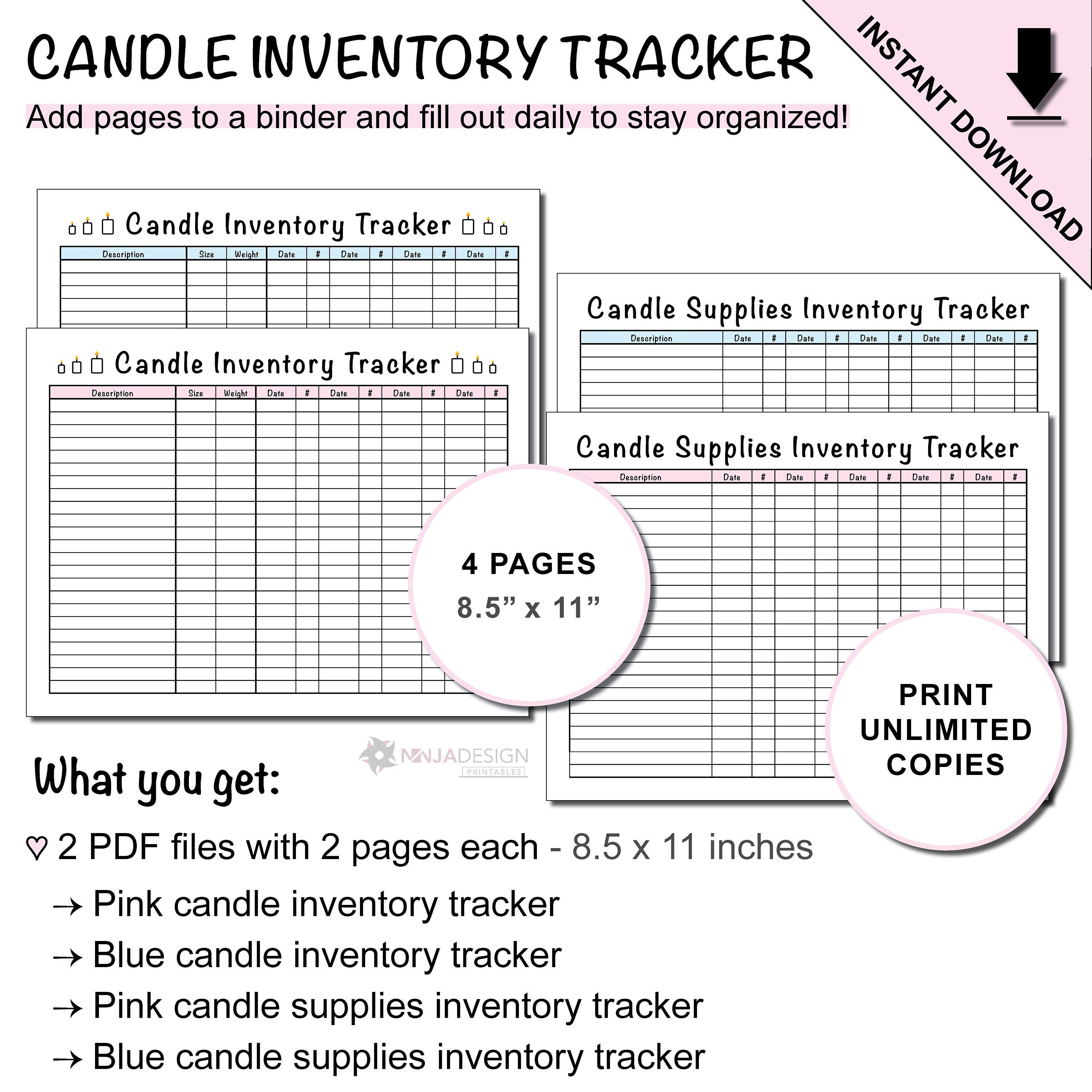 Printable Candle Inventory & Supplies Tracker for Small Candle Etsy