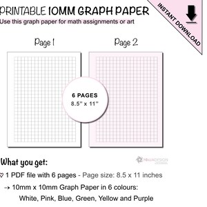 Printable Graph Paper With 10mm X 10mm Grid Spacing | 1/4 Inch X 1/4 ...