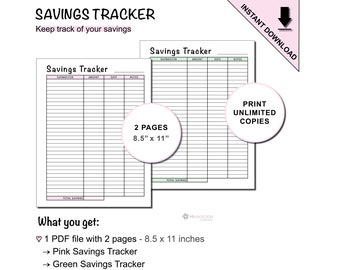 Printable Savings Tracker Sheet to Track Your Savings & Meet Your Savings Goals