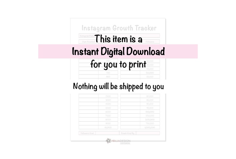 Instagram Content, Growth and Layout Planner Printable Instant Digital Download
